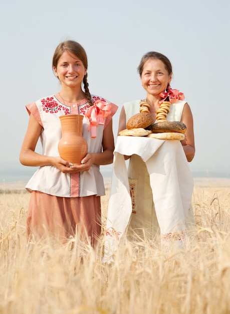 Women with country meal