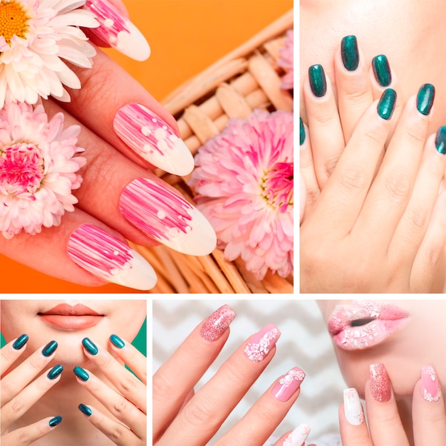 Free photo women with creative nail art