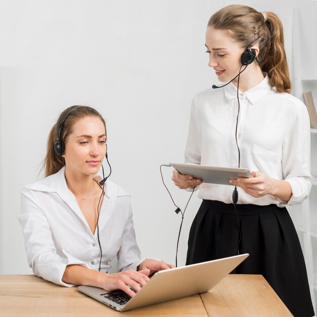 Women working in call center