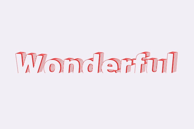 Free photo wonderful word in layered text style