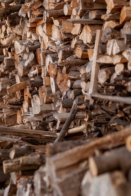 Wood logs arrangemet rural lifestyle