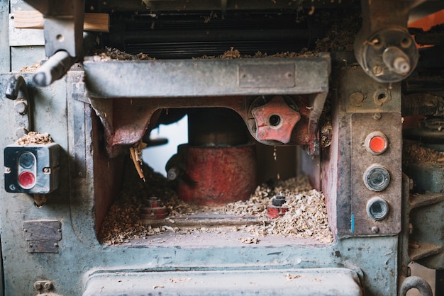 Wood shavings in machine