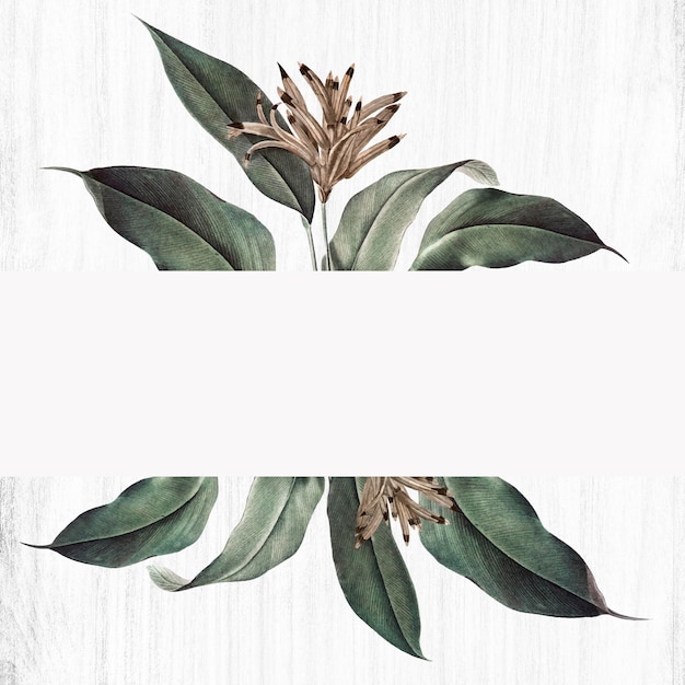 Wooden background with a floral banner