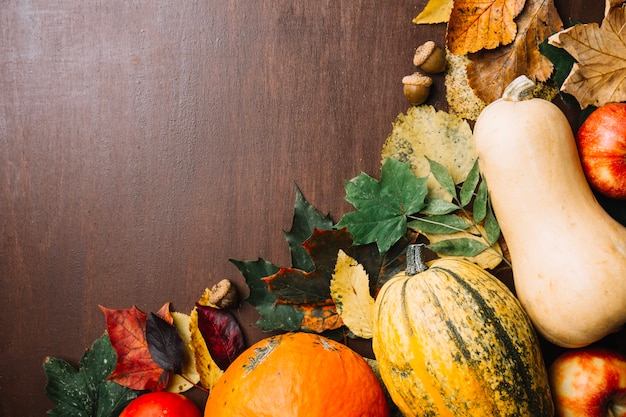 Wooden background with harvest