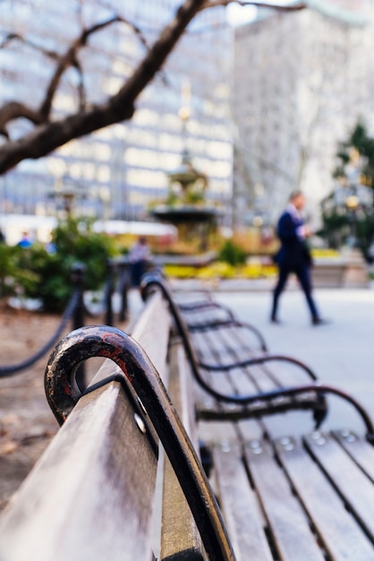 Wooden benches in square