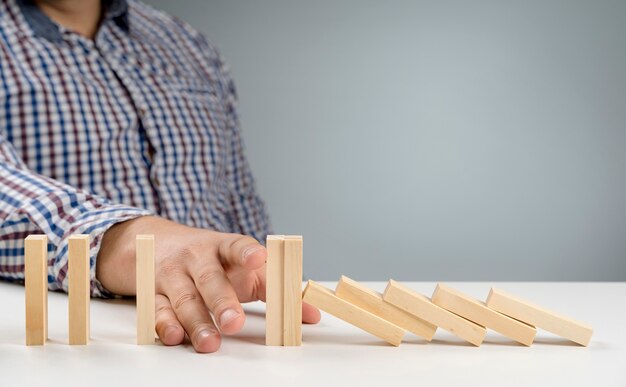 Wooden blocks on desk