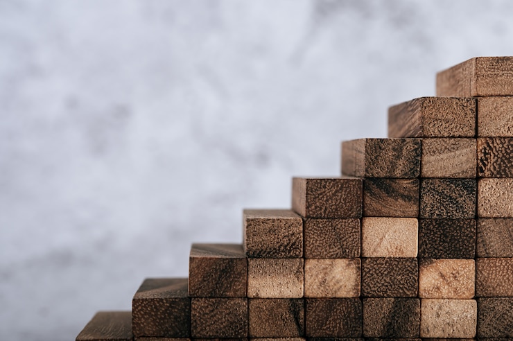 Free Photo wooden blocks, used for domino games.