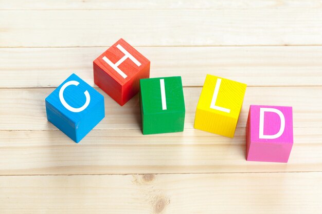 Wooden blocks on wooden table