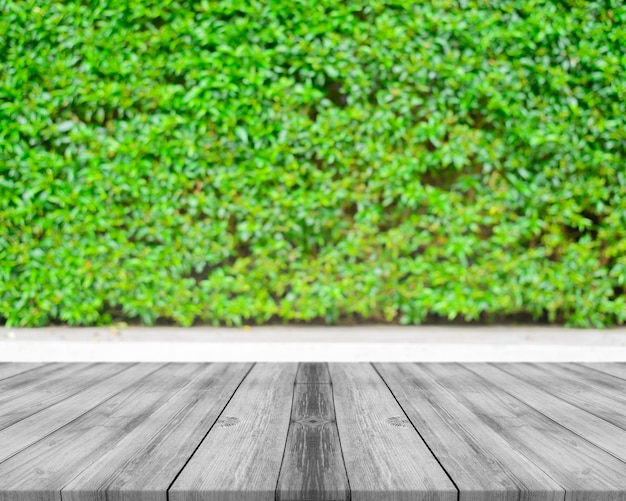 Wooden board empty table in front of blurred background