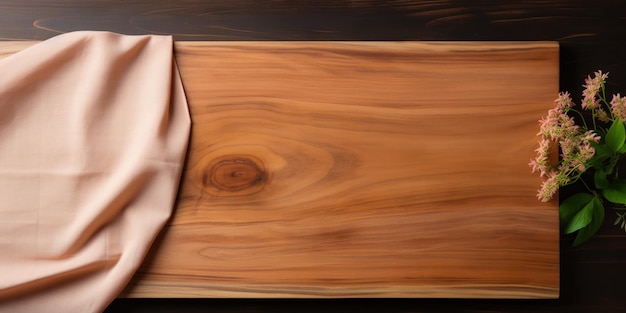 Wooden board on a napkin ready for cooking