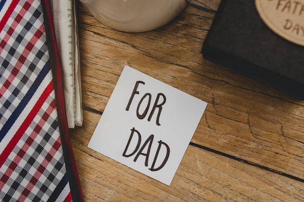 Wooden boards with message for dad