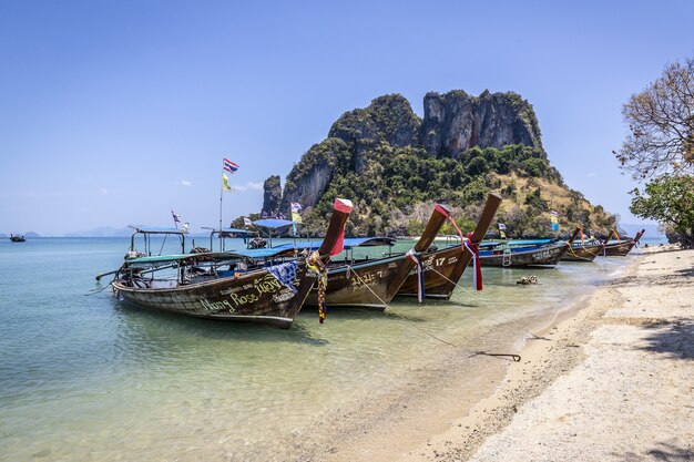 Wooden boats on the beach