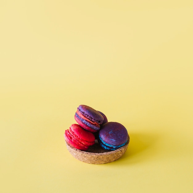 Wooden bowl with macaroons