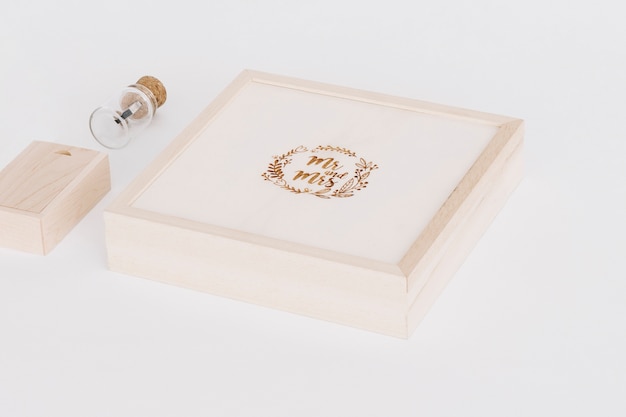 wooden box and bulb
