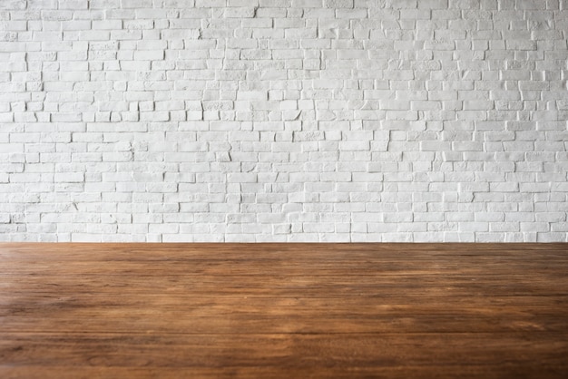Wooden Brick Floor Wall Structure Textured White Concept