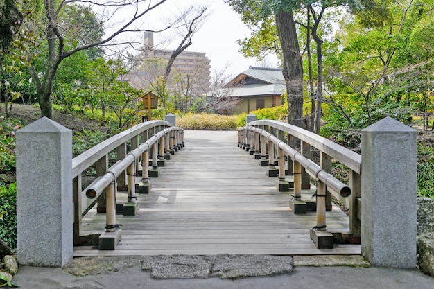 Free photo wooden bridge in a natural environment