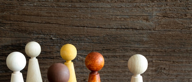 Wooden chess pieces close-up