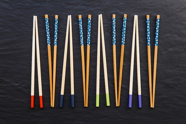 Free photo wooden chopsticks composition