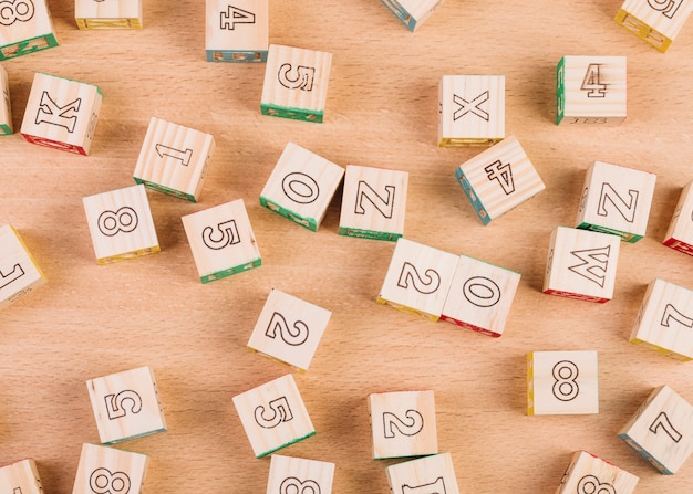 Wooden cubes scattered on floor