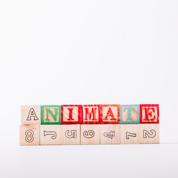 Wooden cubes with animate title