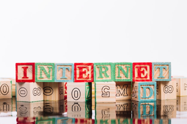 Wooden cubes with internet inscription