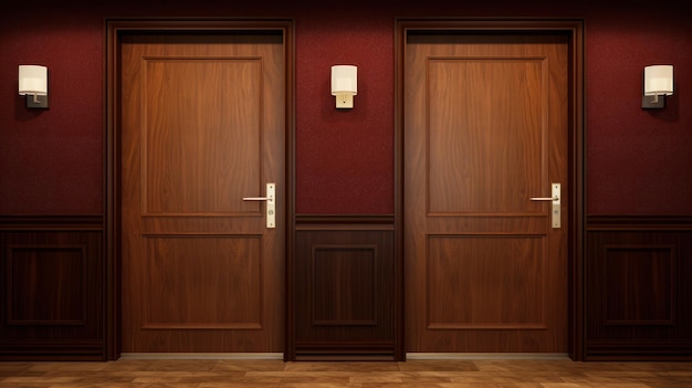 Бесплатное фото Деревянные двери в гостиничном номере