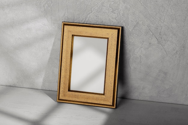 Free photo wooden empty frame high angle