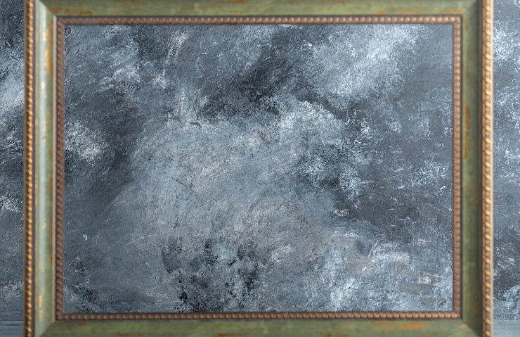 Free Photo wooden empty picture frame on marble.