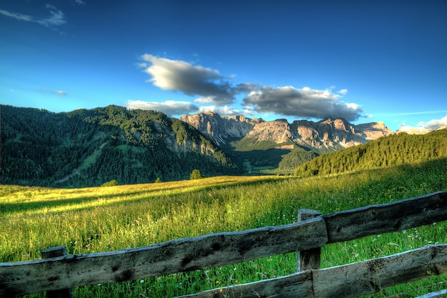 Free photo wooden fence of ranch on highland