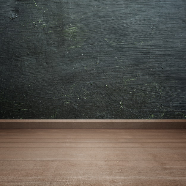 Wooden floor with a blackboard