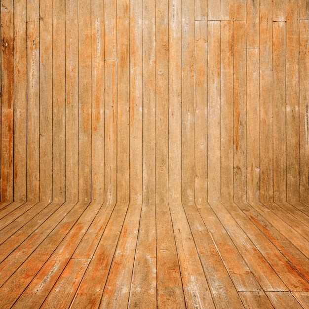 Wooden floorboards with wooden wall