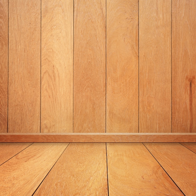 Wooden floorboards with wooden wall