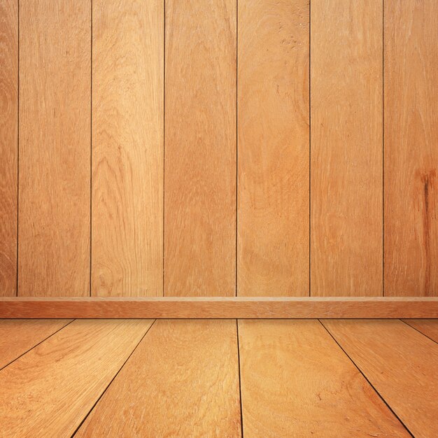 Wooden floorboards with wooden wall