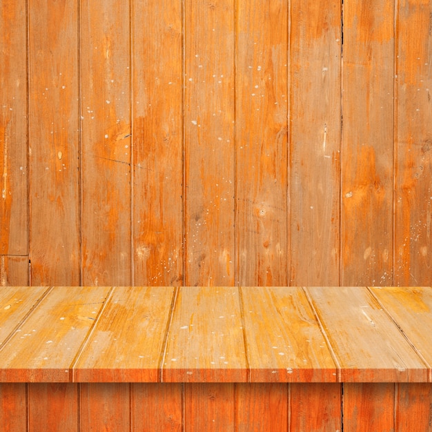 Wooden floorboards with wooden wall