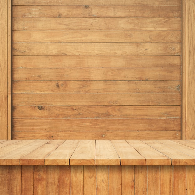 Wooden floorboards with wooden wall