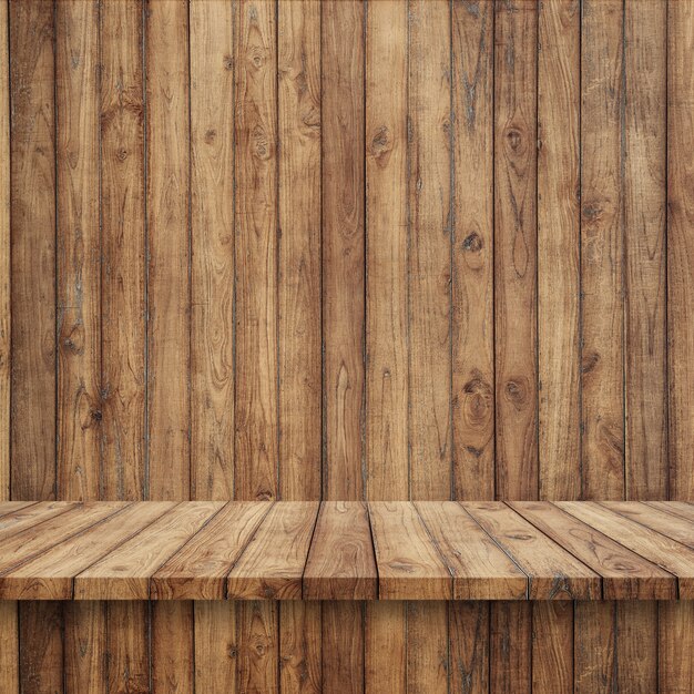 Wooden floorboards with wooden wall