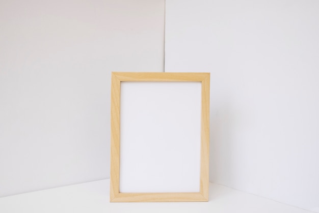 Wooden frame in corner