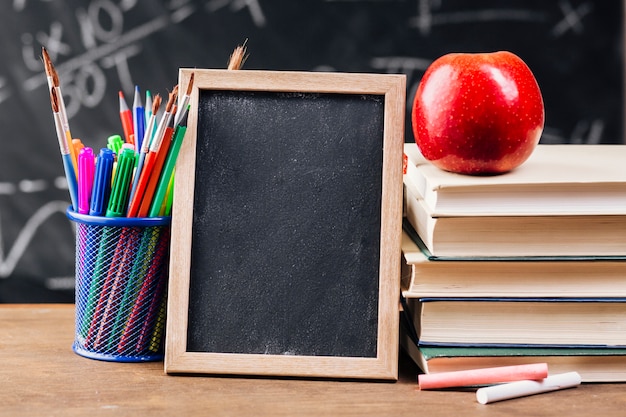 Wooden frame at teacher desk