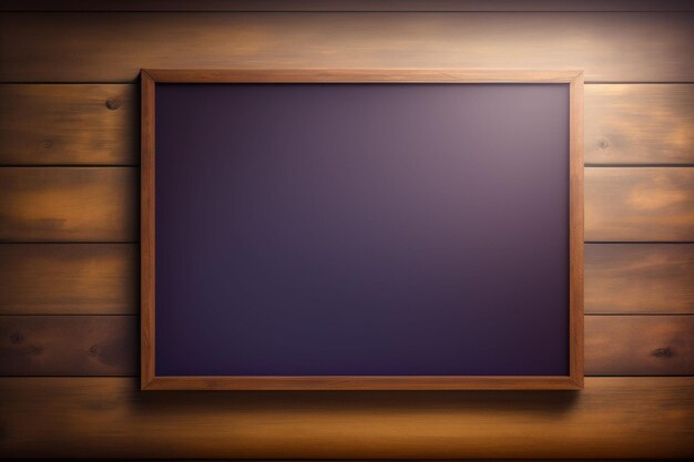 Wooden frame on a wall with a wooden background