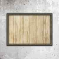 Free photo wooden frame with wood texture on a concrete wall