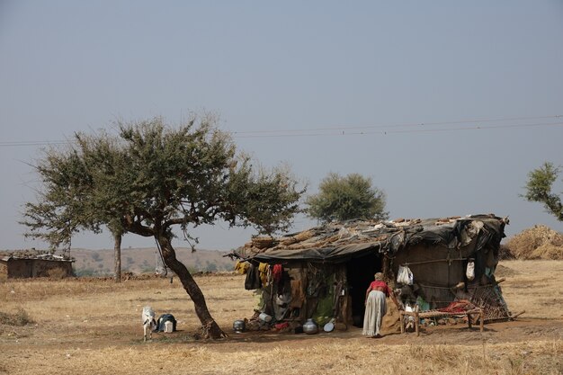 Wooden house of poor people