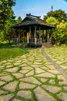 Free photo wooden hut in the middle of the forest