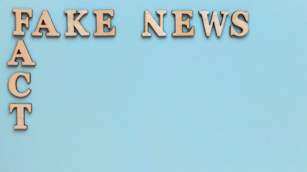 Wooden letters with fake news