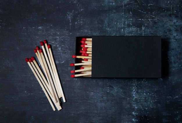 Wooden matches arrangement top view