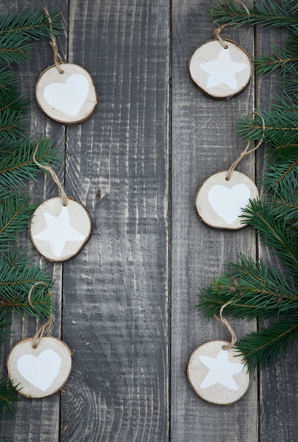 Wooden and natural christmas decoration