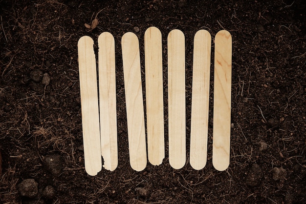Деревянные садовые маркеры для эскимо на почве