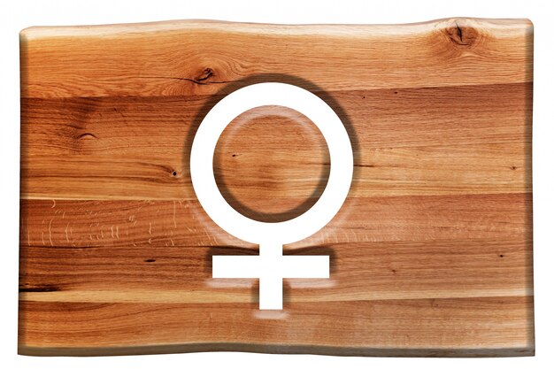 Wooden sign with the female symbol