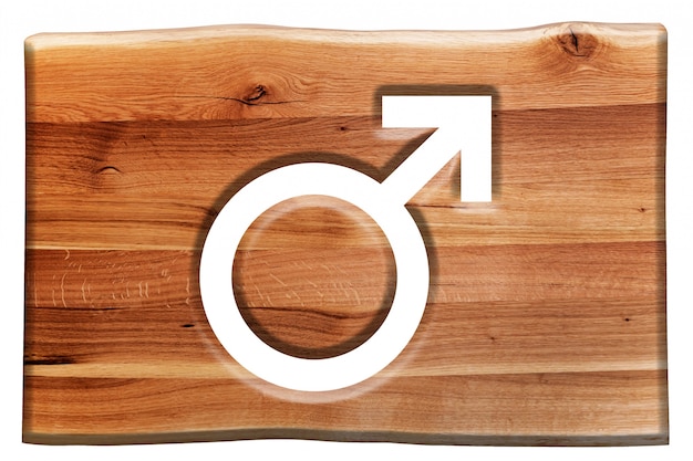 Бесплатное фото Деревянный знак с символом мужского