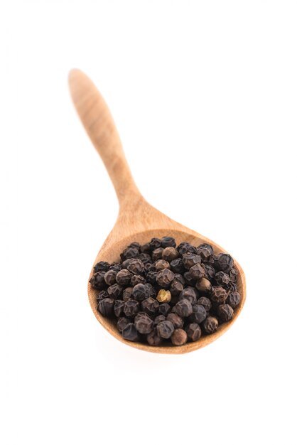 Wooden spoon with pepper balls