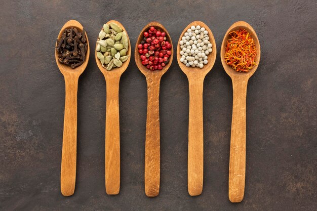 Wooden spoon with spices